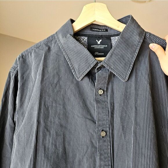 American Eagle Men Premium Vintage Fit Button Down Shirt Gray XXL - Picture 11 of 11
